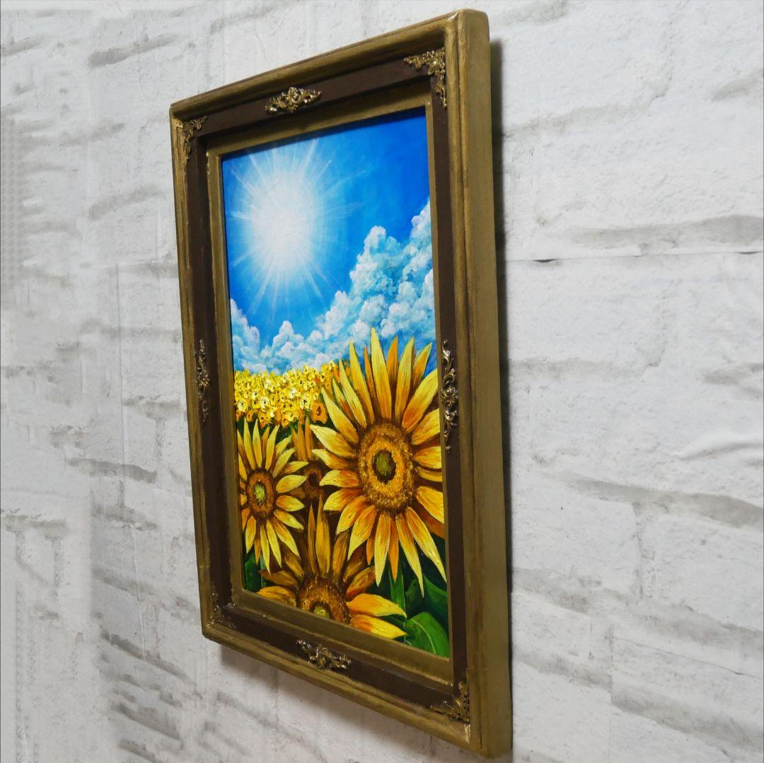 油絵 油彩 油彩画 絵 絵画【真夏のひまわり】A3 - メルカリ