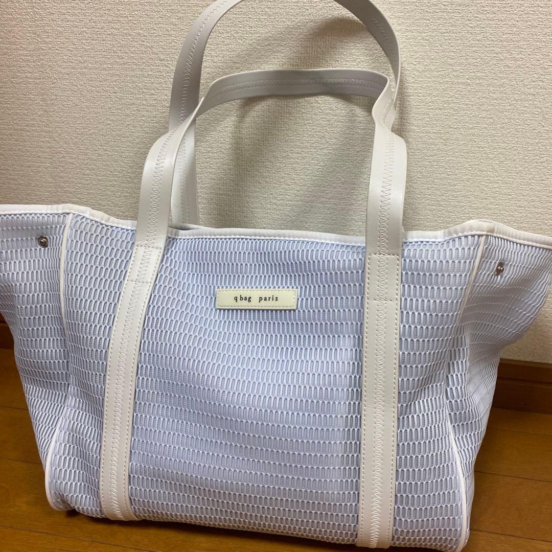 qbag paris ネストM ジップ付 トート　マザーズバッグ アイスブルー q bag paris トートバッグ レディース a4 軽い 軽量 大きめ 洗える