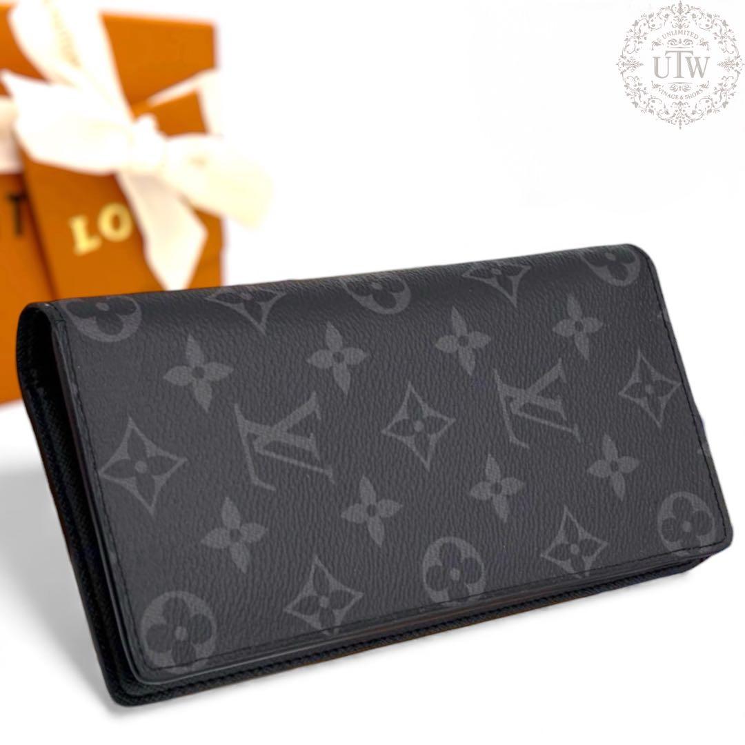 新品に近い　新型　ルイヴィトン ポルトフォイユブラザ エクリプスモノグラム 財布