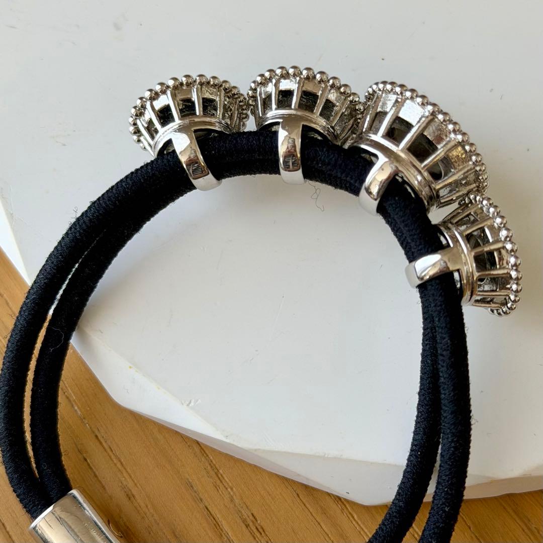 コンプレックスビズ レディアリーストーンポニー グレー ヘアゴム