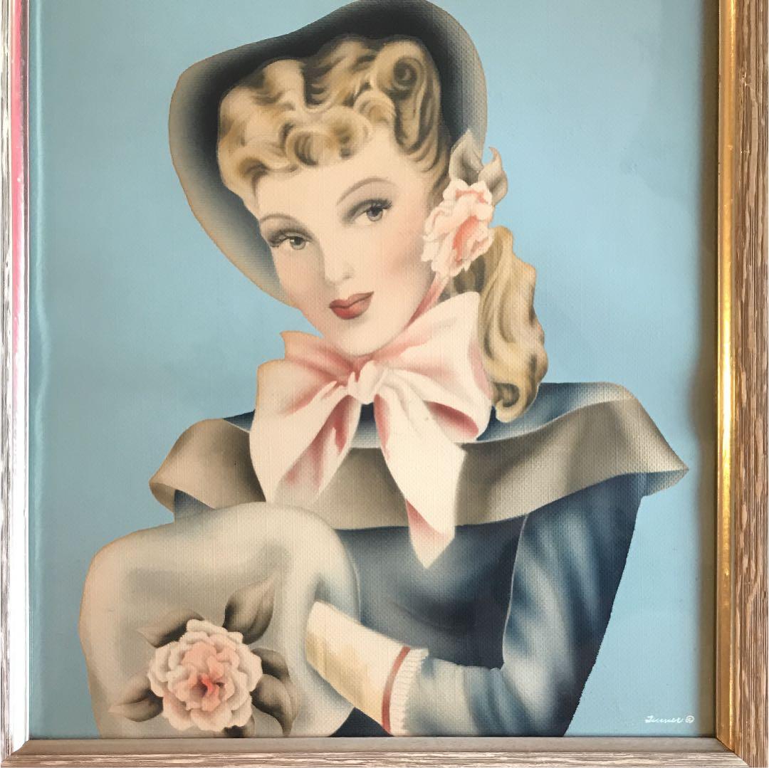 50's～西洋美人ターナー社壁掛けアンティーク /ピンナップ映画ロカビリー