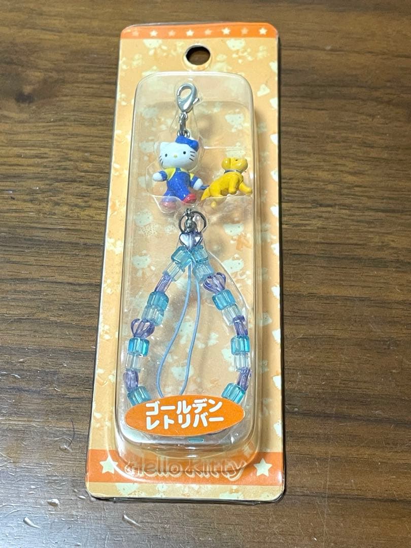 サンリオ　ハローキティ　ストラップ　犬と散歩　ゴールデンレトリバー　2002