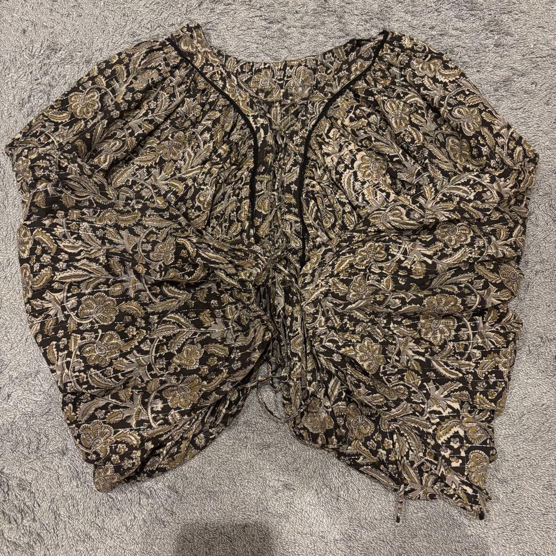 トップス Ameri INDIA PRINT TURN OVER BLOUSE