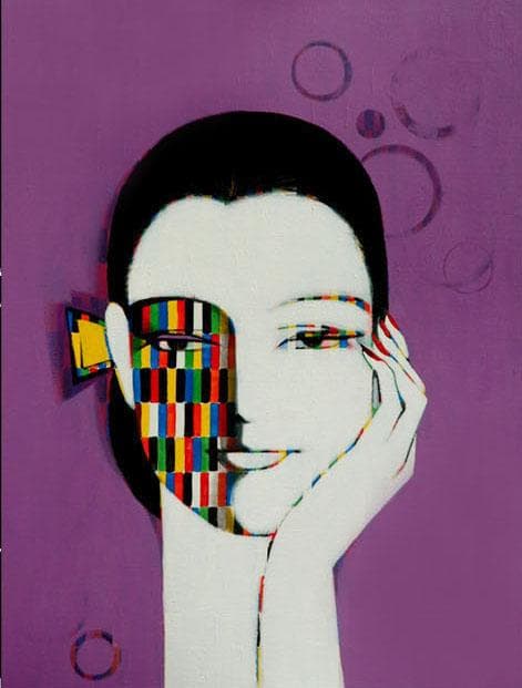 油絵 菅家令子 絵 絵画 インテリア F6-082211 人物 女性