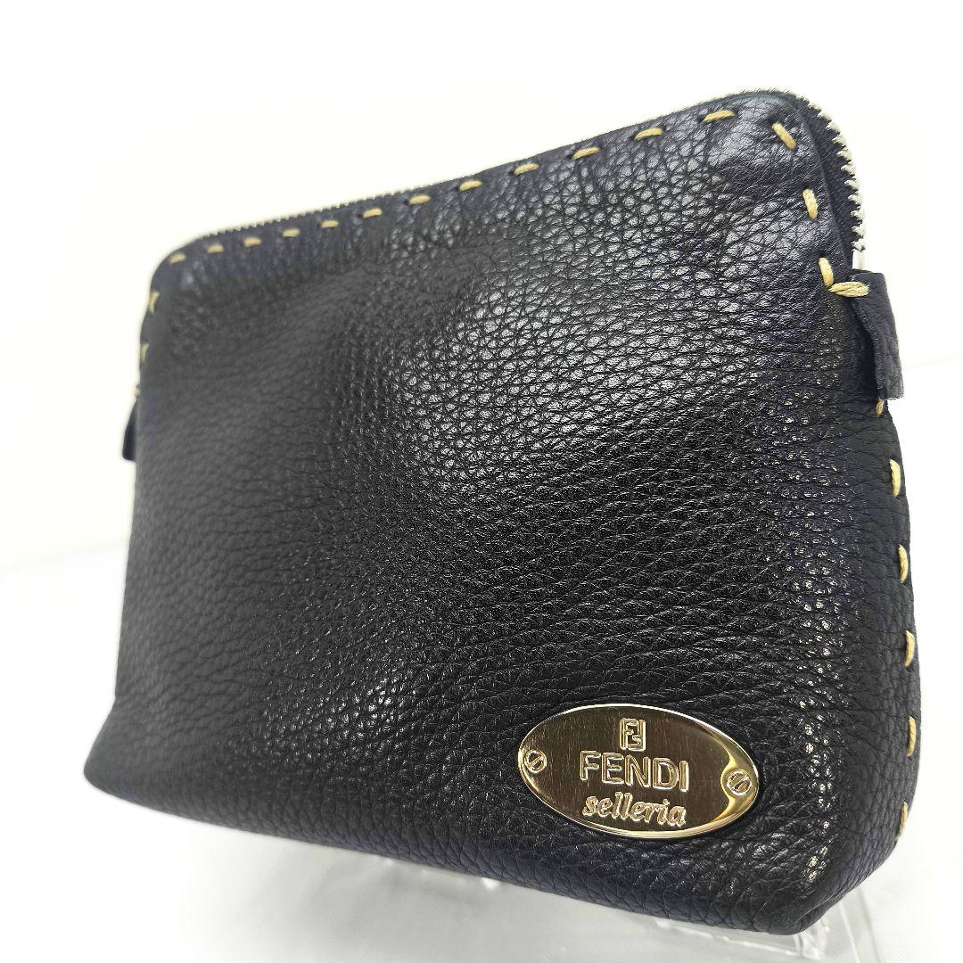 美品 フェンディ レザー ミニ ポーチ 化粧 クラッチバッグ セレリア FENDI（フェンディ） クラッチバッグ SELLERIA セレリア 7N0134 AP3B