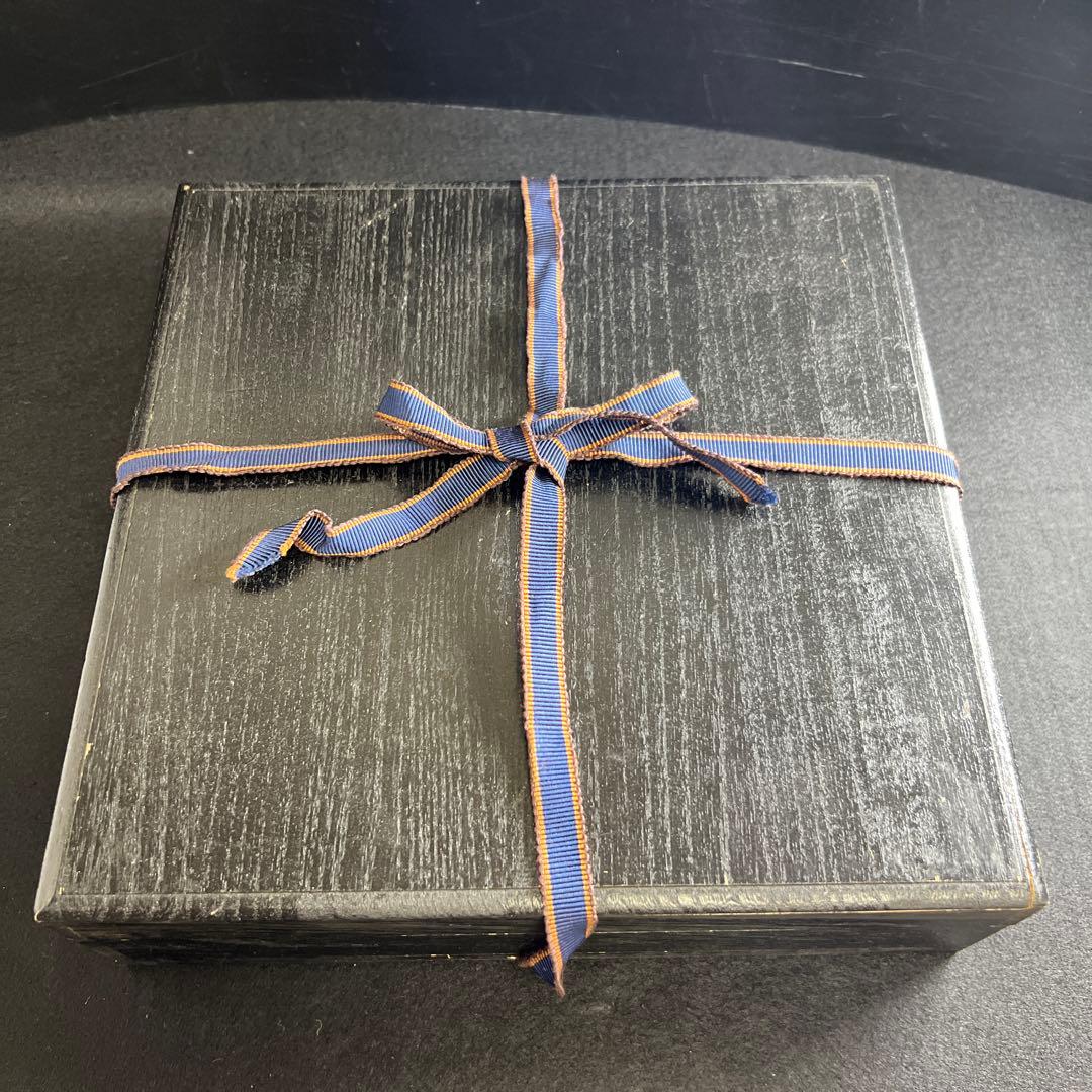 時代 色鍋島 八寸皿 塗木箱付 直径21㎝ 東Y8-0109☆