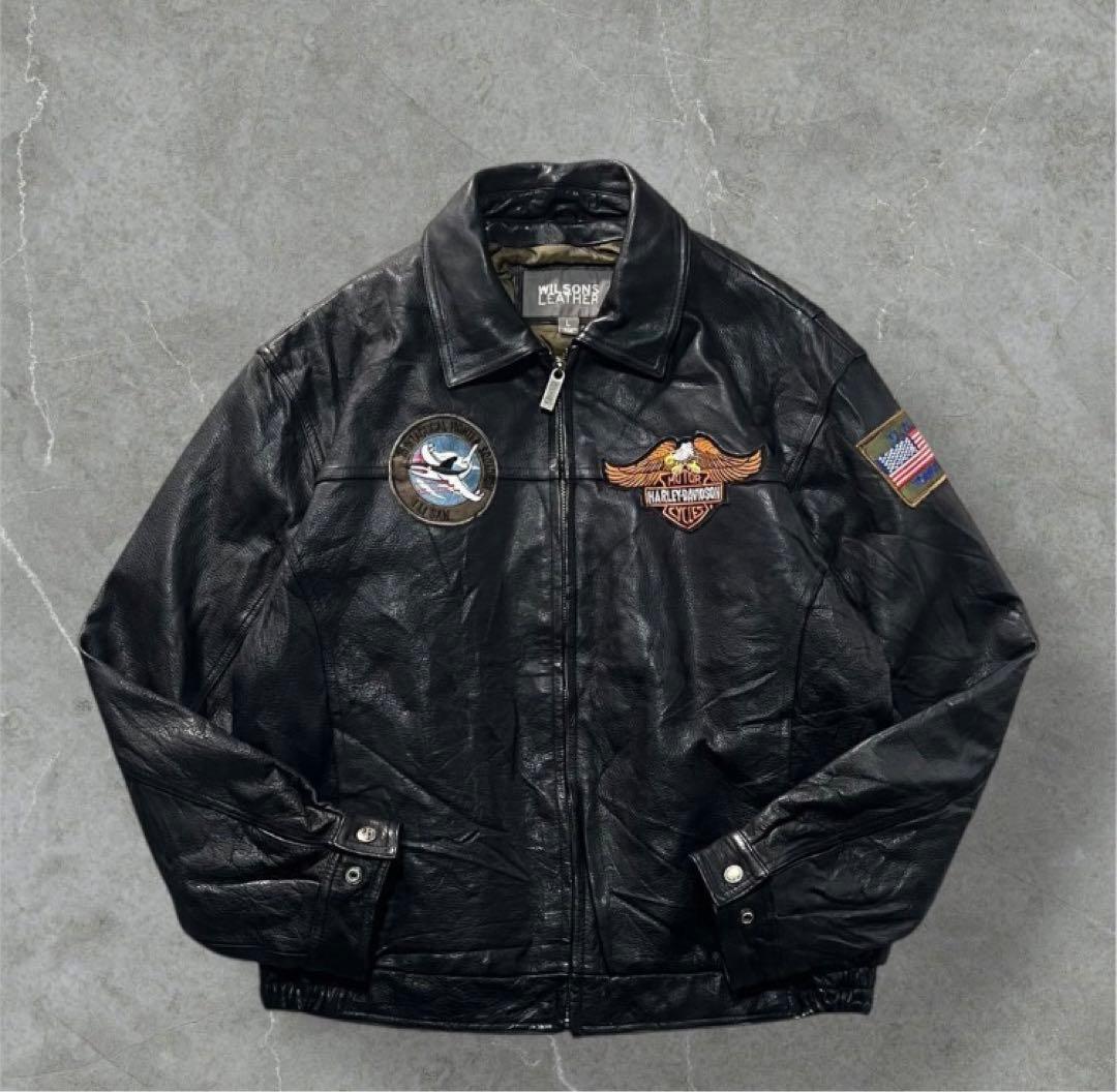 WILSONS本革ハーレーカスタム刺繍イーグルワッペンレザージャケットL古着 中古・古着通販】HARLEY-DAVIDSON (ハーレーダビッドソン) ミニロゴ
