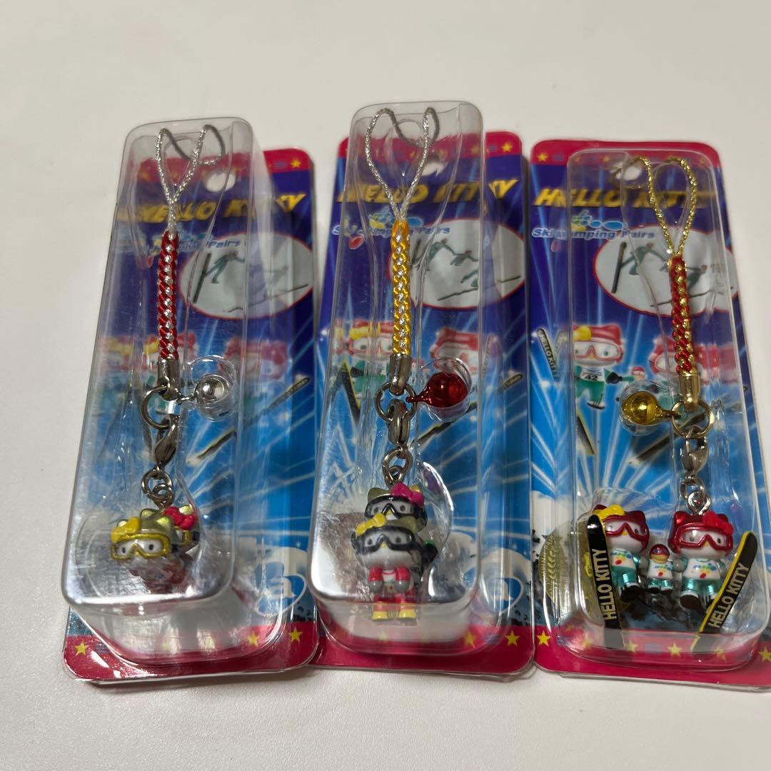 ハローキティ スキージャンプ ストラップ 根付け3個セット 金、銀、銅 サンリオ