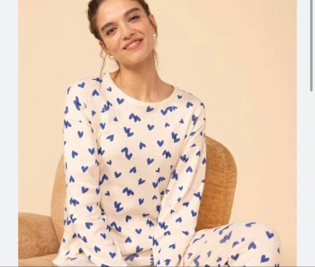 新品◎プチバトー　ハート柄パジャマ Mサイズ ホワイト/ブルー