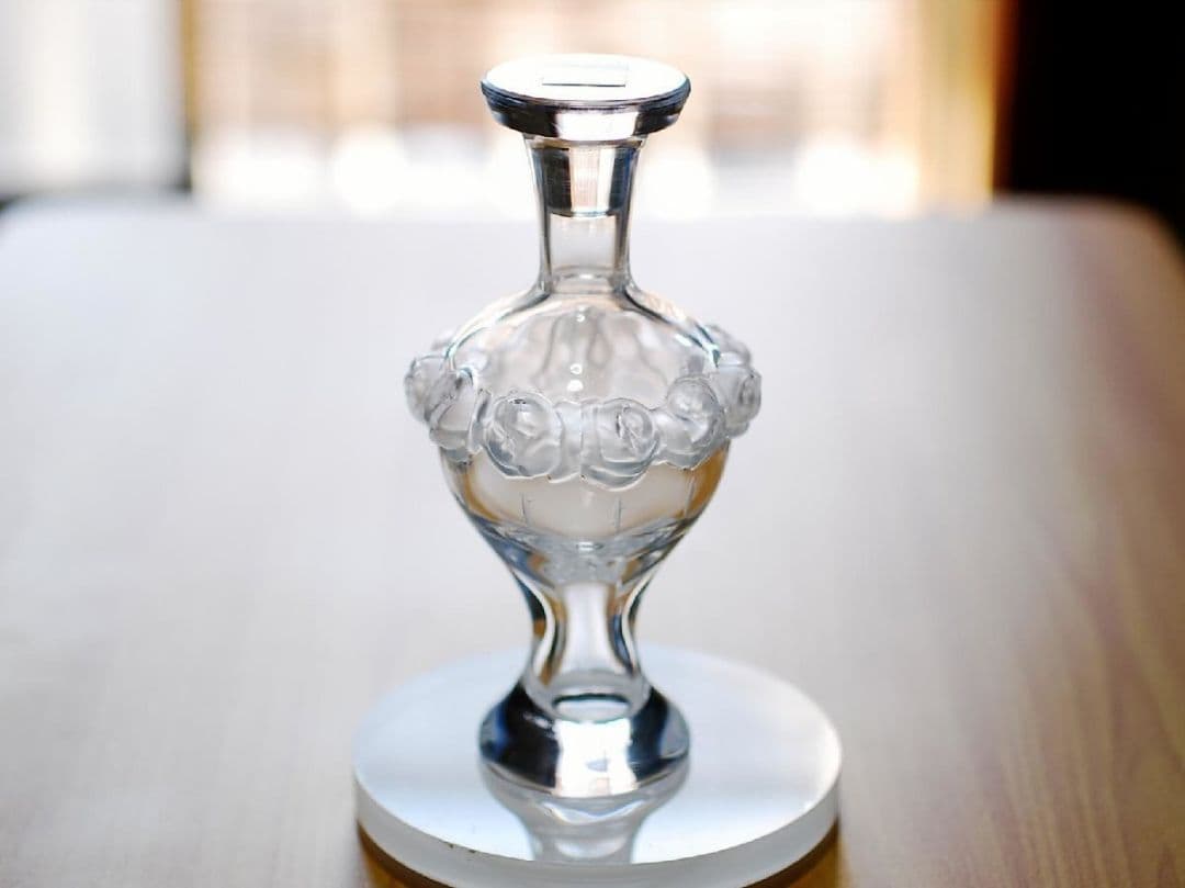 未使用品 ラリック LALIQUE クリスタル 香水瓶 薔薇 高さ約14cm
