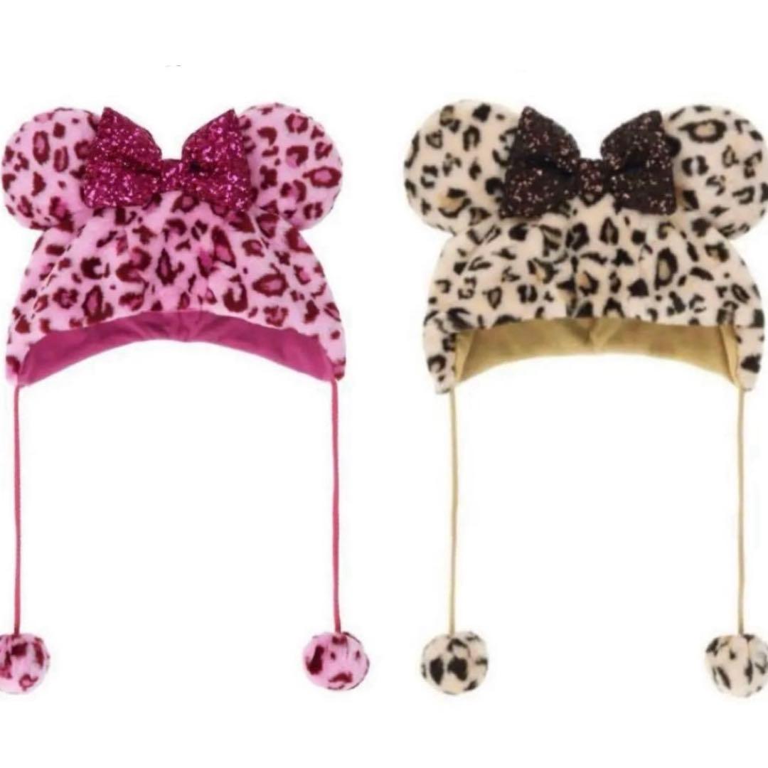 ディズニー ファンキャップ ピンク ブラウンヒョウ柄 2点セット 人気 2個 セット ピンク ヒョウ柄 ミニー ファンキャップ ディズニー