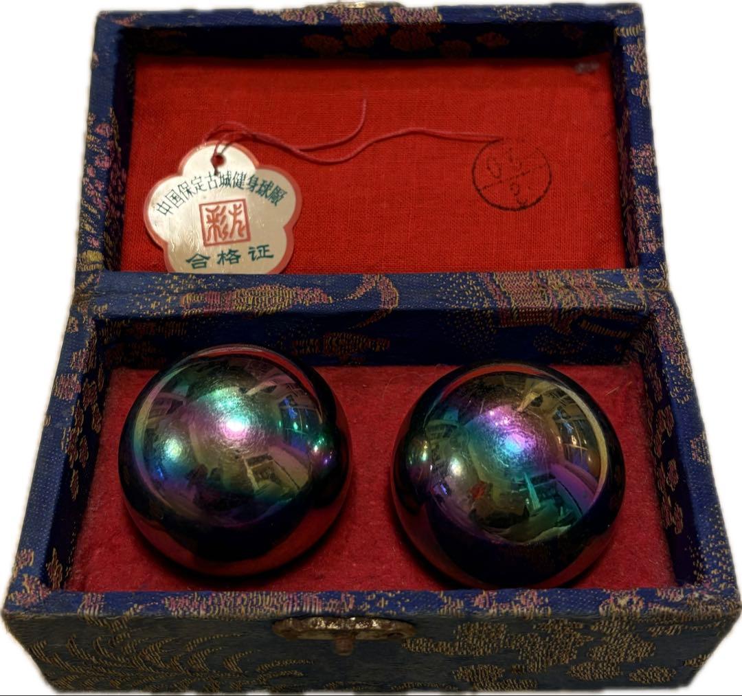 中国伝承伝統工芸　健心球　鉄球　運動　刺激　柔軟　アンティーク