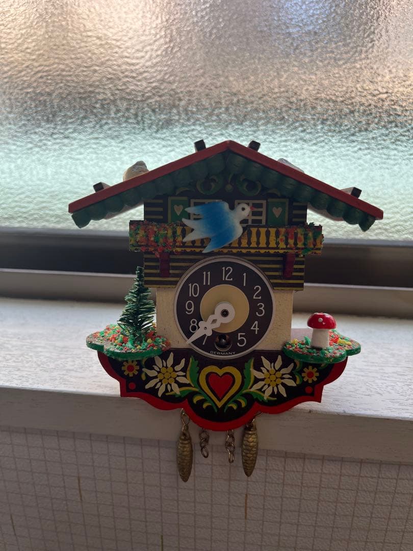 【西ドイツ/エングストラー社製】森の時計　ゼンマイ巻　ミニチュア鳩時計　掛け時計