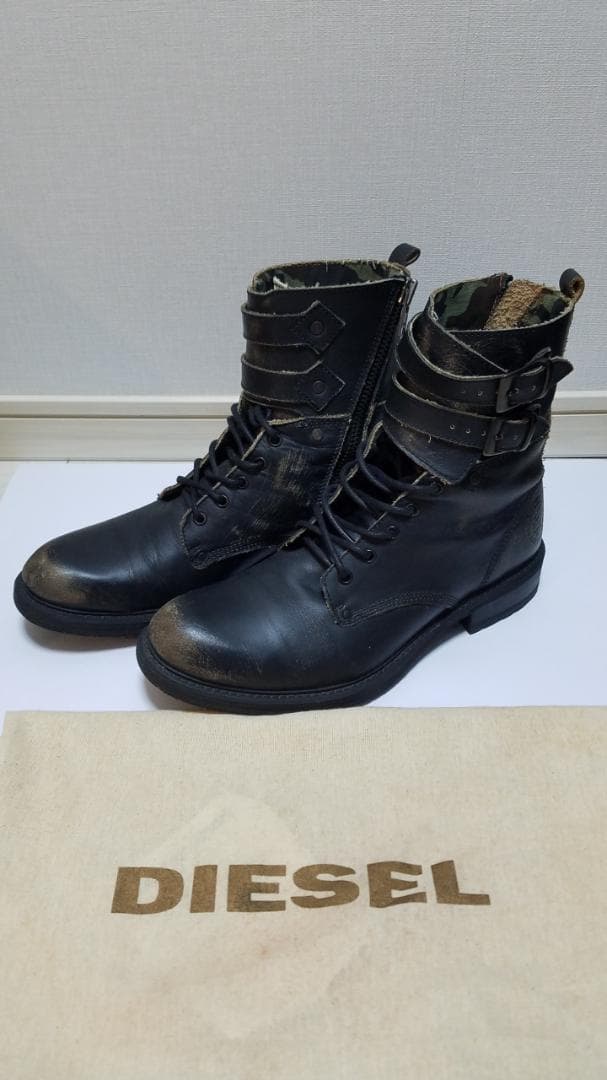 DIESEL ミリタリーブーツ ブラック カモフラージュ