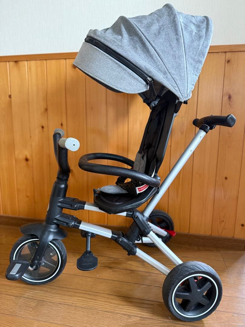 t*n様 美品 Ｑplay 三輪車 手押し 折りたたみ式 三輪車 折りたたみ かじとり ペダルフリー ハンドルフリー