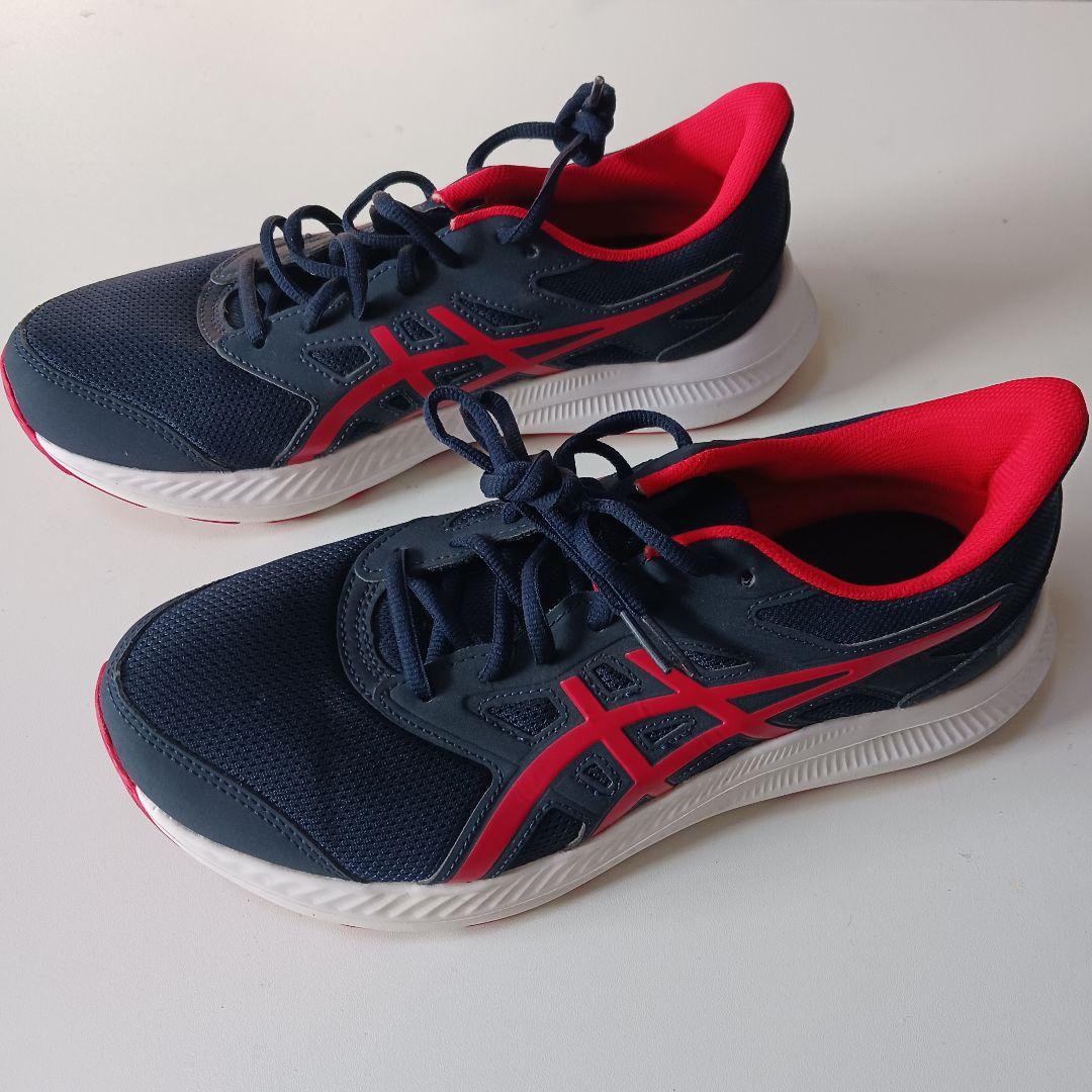 ASICS ランニングシューズ ネイビー/レッド25.5㎝ - メルカリ