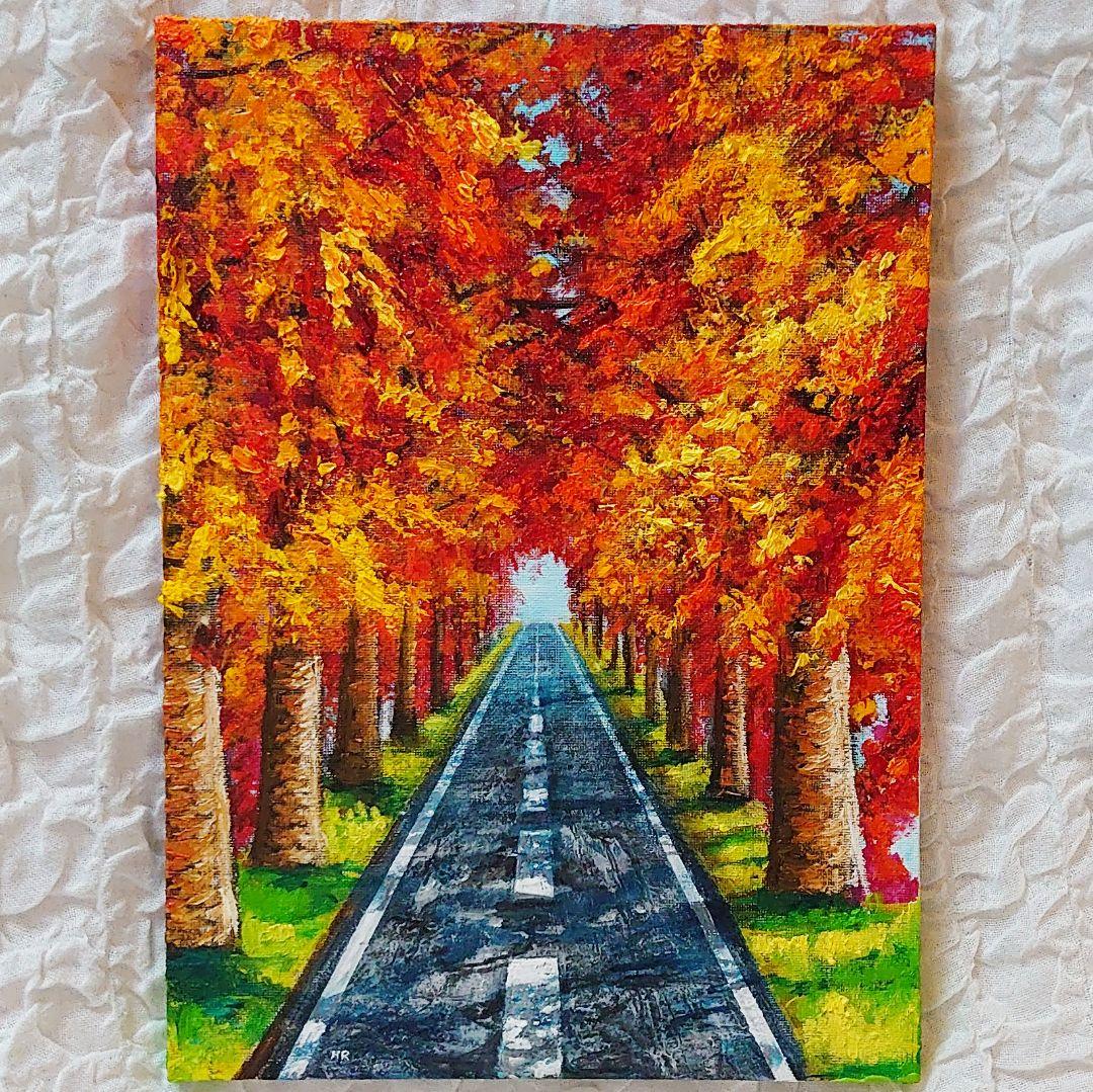 油絵 絵画 【秋の道】 - メルカリ