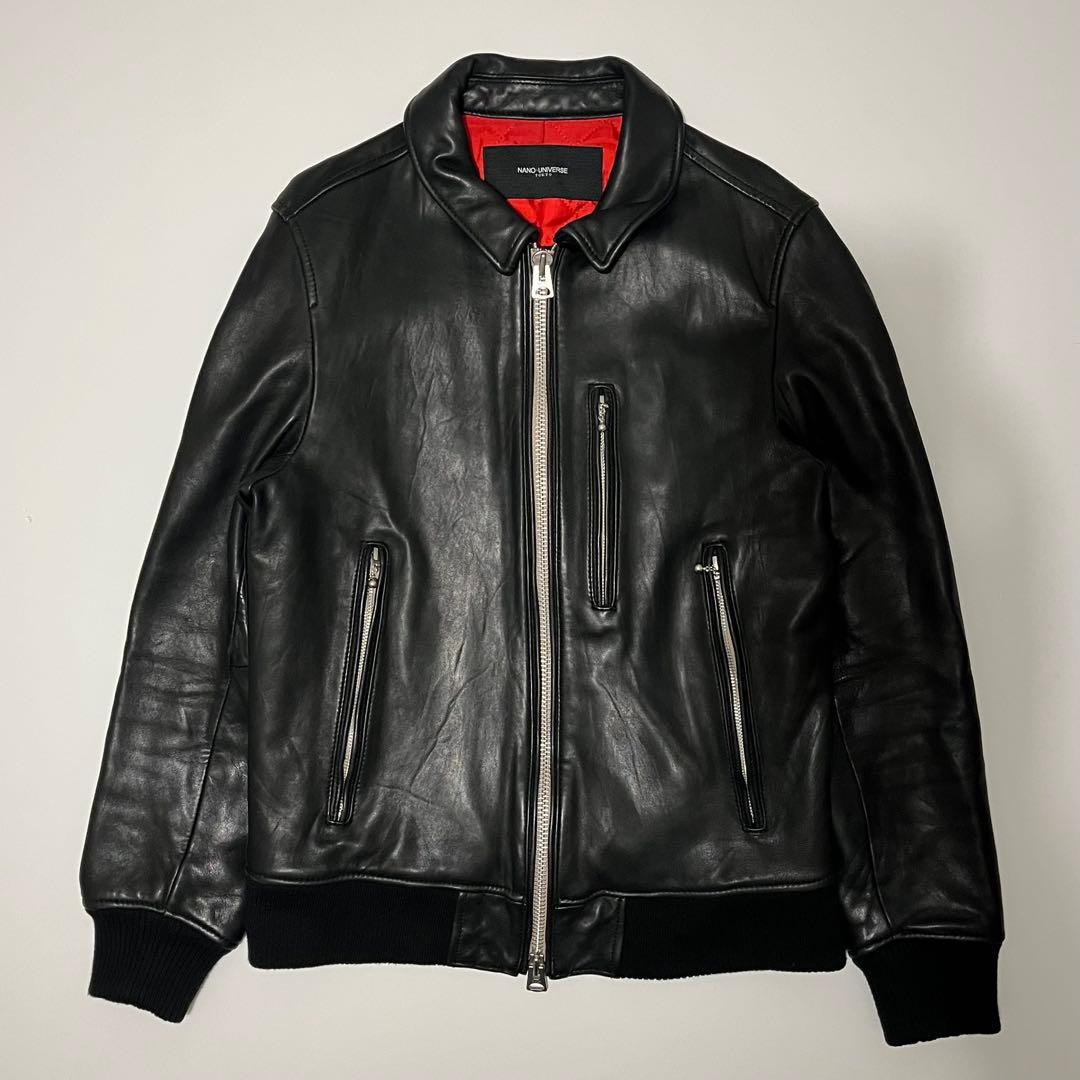 NANO UNIVERSE シープスキン ダブルジップ レザージャケット