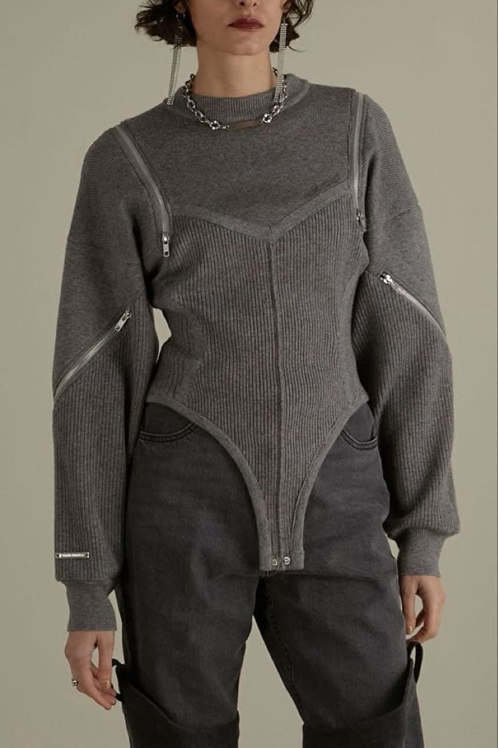 PRANK PROJECT 】トロンプルイユジップニットボディスーツ - メルカリ