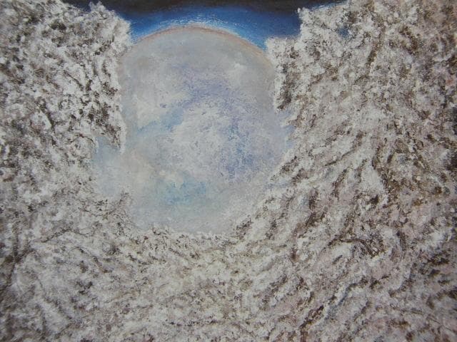 大石喜代男、【無空風「櫻」】、希少な額装用画集より、美品、新品額装付