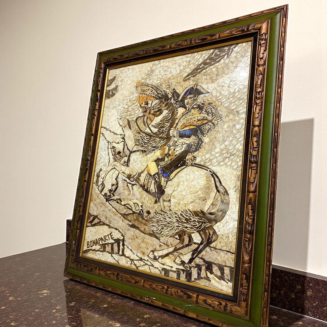 珍品 アンティーク 蝶画 羽 ナポレオン 特大サイズ ヴィンテージ レトロ 騎馬 オーダー油絵 】ジャック＝ルイ・ダヴィッド サン・ベルナール峠を