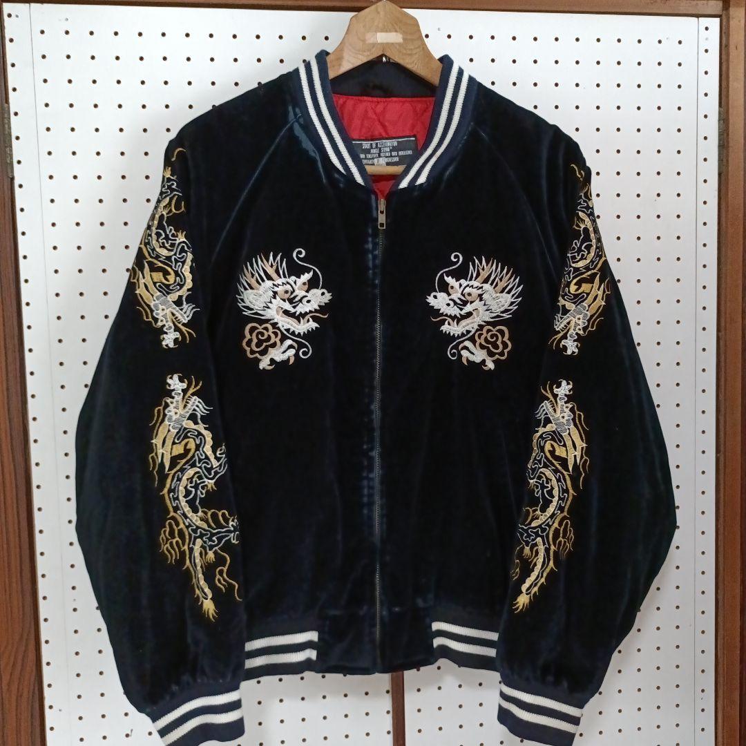 初期JUNGLE STORM 別珍 スーベニアジャケット スカジャン ブラック