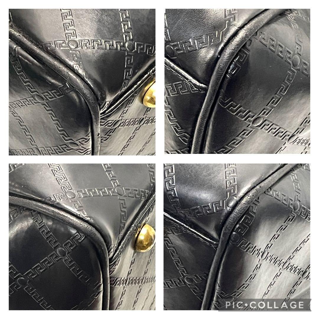 ヴェルサーチェ ハンドバッグ ボストンバッグ 2way ロゴ型押し黒