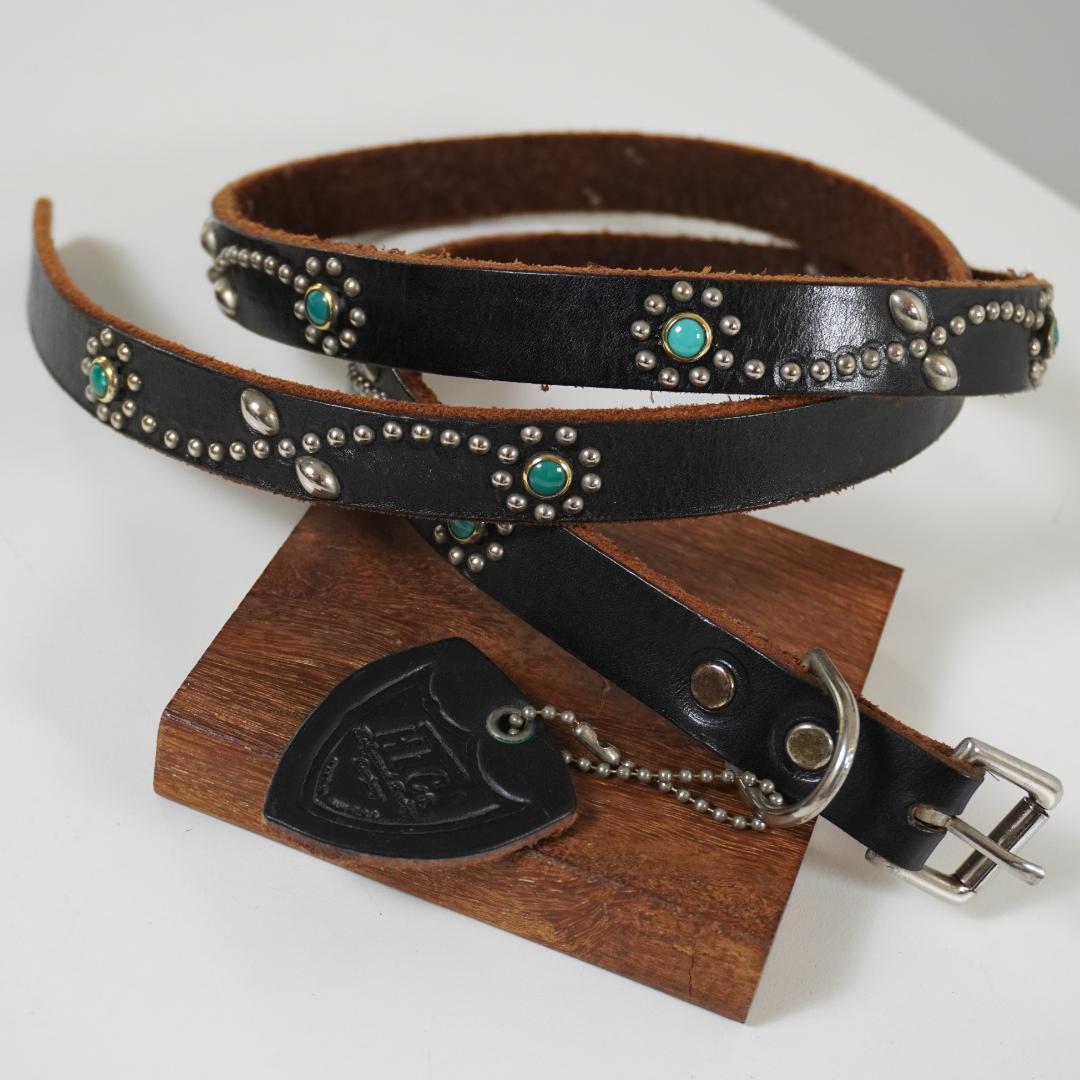 ▢ＨＴＣ▢エイチティーシー 　スタッズベルト 　　ナロー　ターコイズ