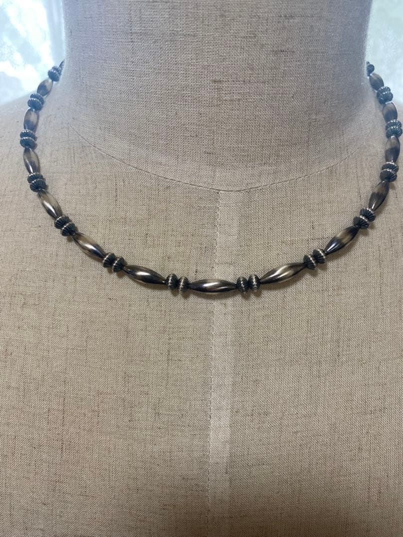 ナバホ ビーズ パール シルバー silver 925 ネックレス 燻銀 49 - メルカリ