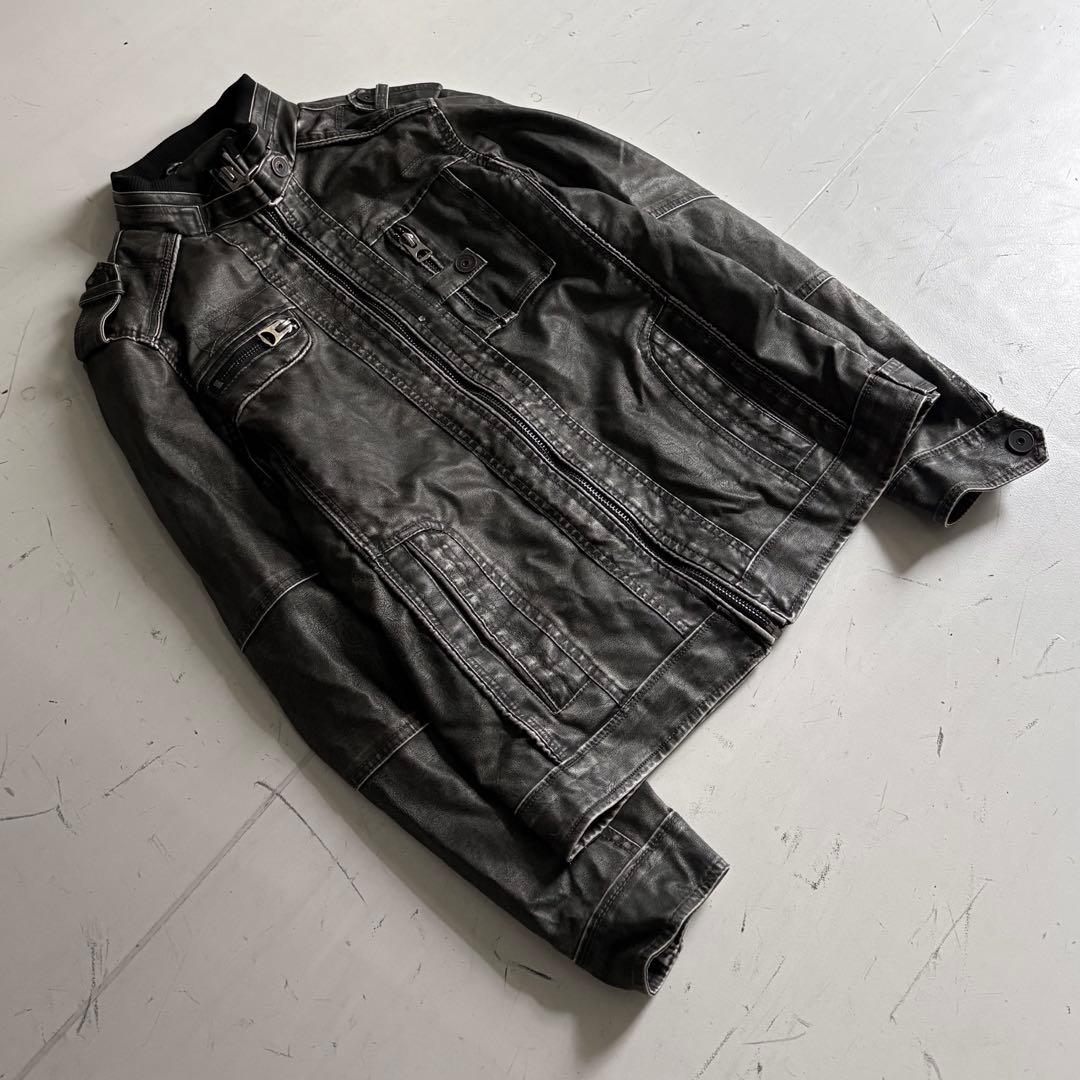 00's vintage ギミック レザージャケット アーカイブ y2k - メルカリ