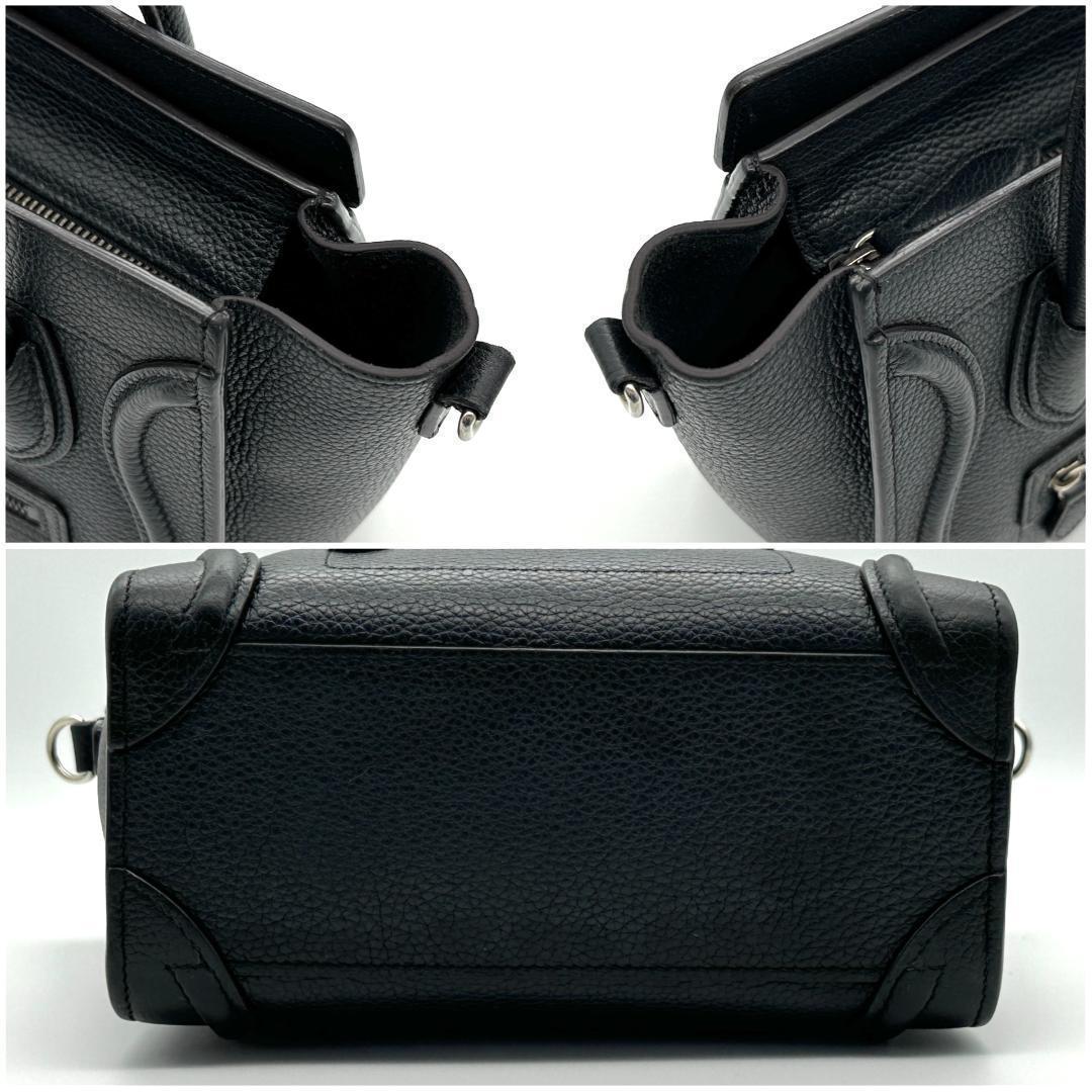 極美品】セリーヌ ラゲージ ナノショッパー 黒 ストラップ付き - メルカリ