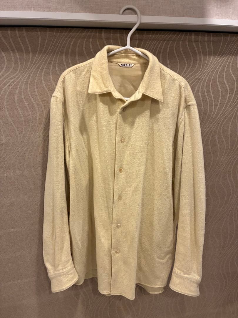 22awAURALEE ウールカシミヤ長袖シャツ