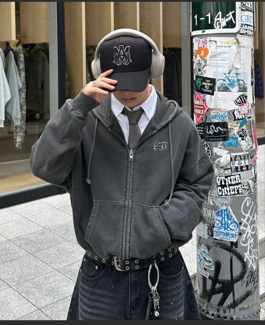 ADAMASTE ダブルジップパーカー　フーディー Double Zip-Up Short Hoodie - ダブルジップショートフーディー【短丈