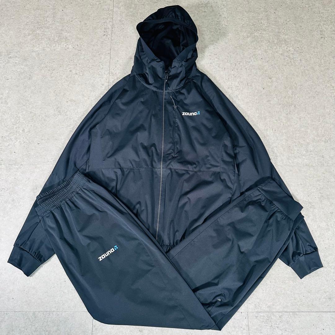 ほぼ未使用 美品 zauna ザウナスーツ上下セット セットアップ 黒 サイズL