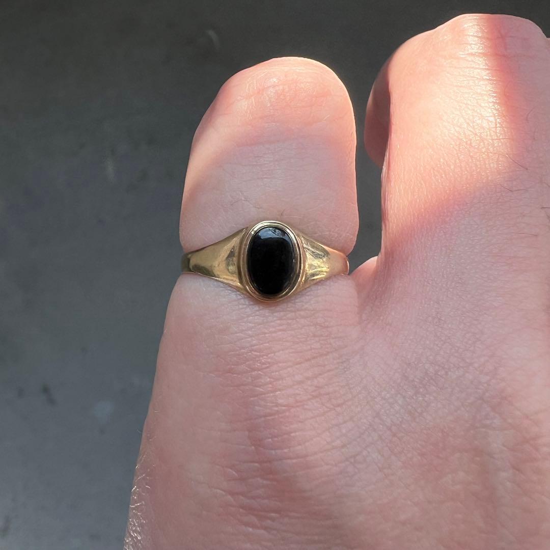 英国ヴィンテージ】 シグネットリング 9K オニキス 1981年 - メルカリ