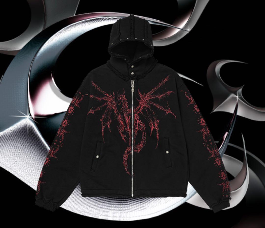 thug club dragon stud zip-up hoodie - メルカリ
