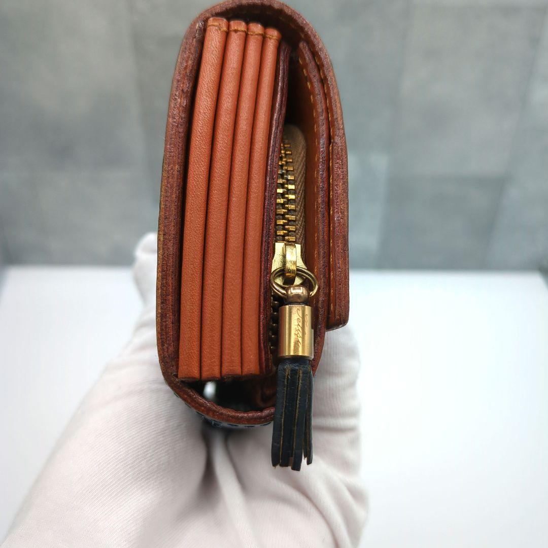 極美品✨フェリージ 長財布 コロコロ クロコ型押し レザー紺 定価86900