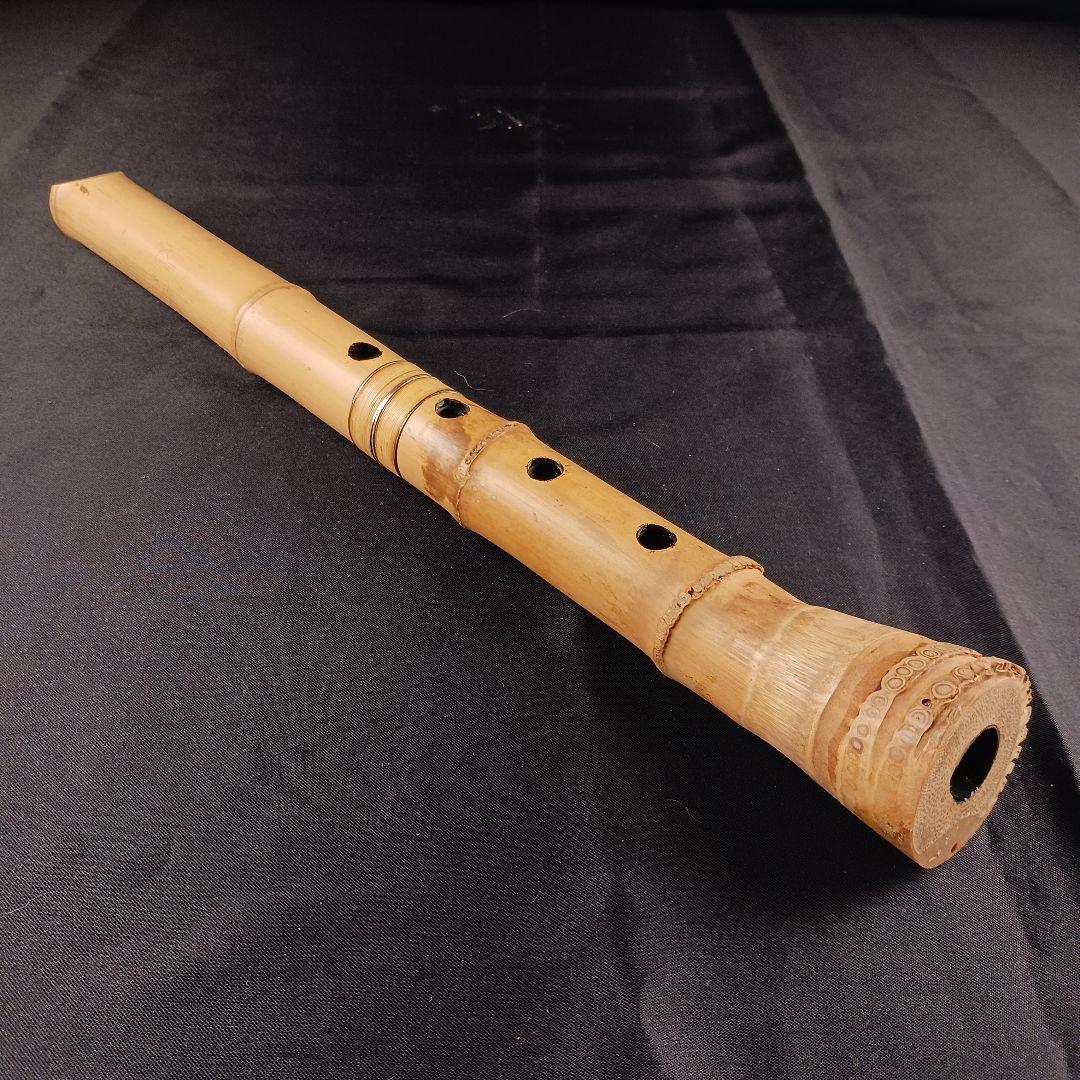 Y3110-8 琴古流 尺八 月童 銀三線 全長42.3㎝ 竹製