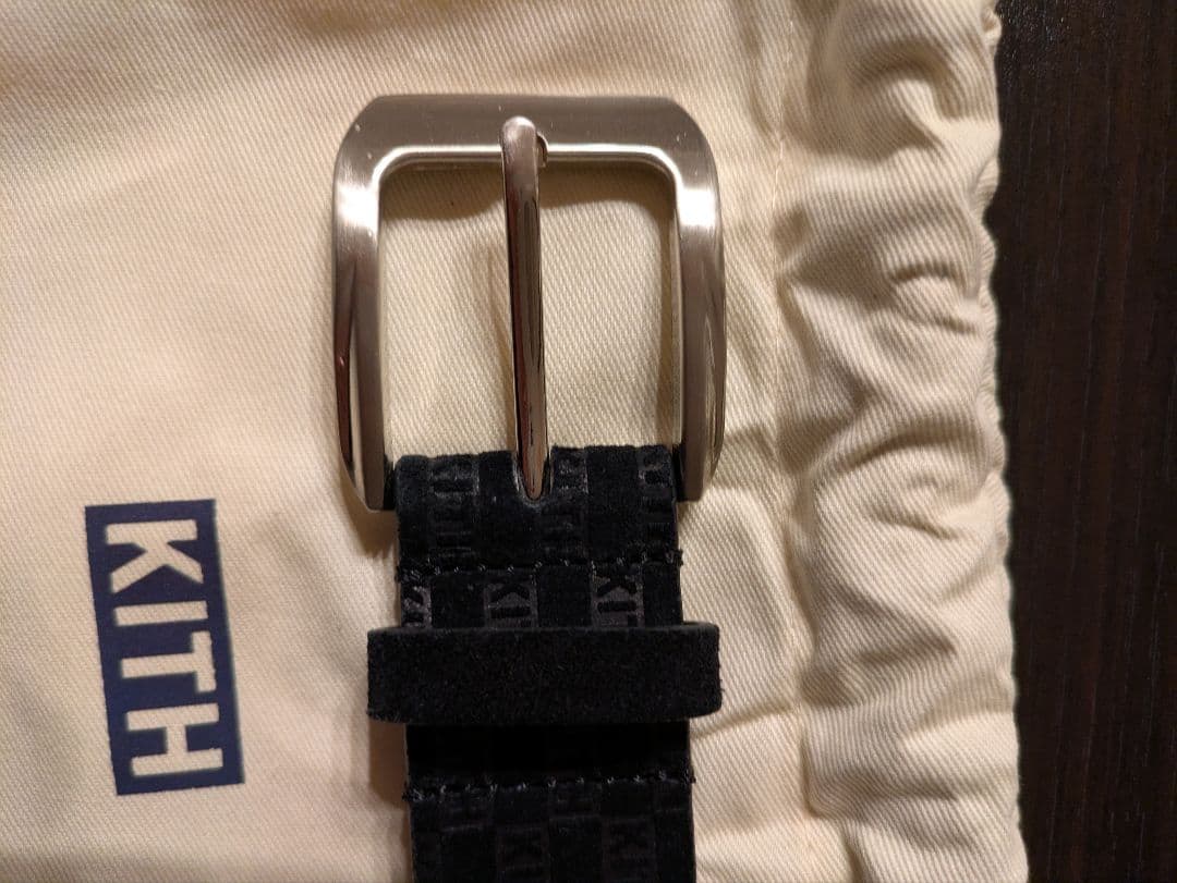 小物 KITH Monogram Suede Leather Belt \"BLACK\"