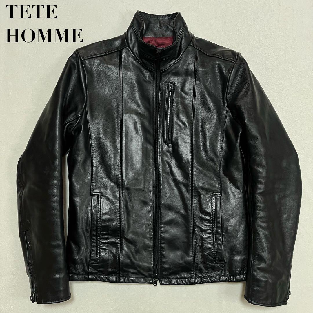 TETE HOMME テットオム 牛革レザージャケット シングルライダース 5