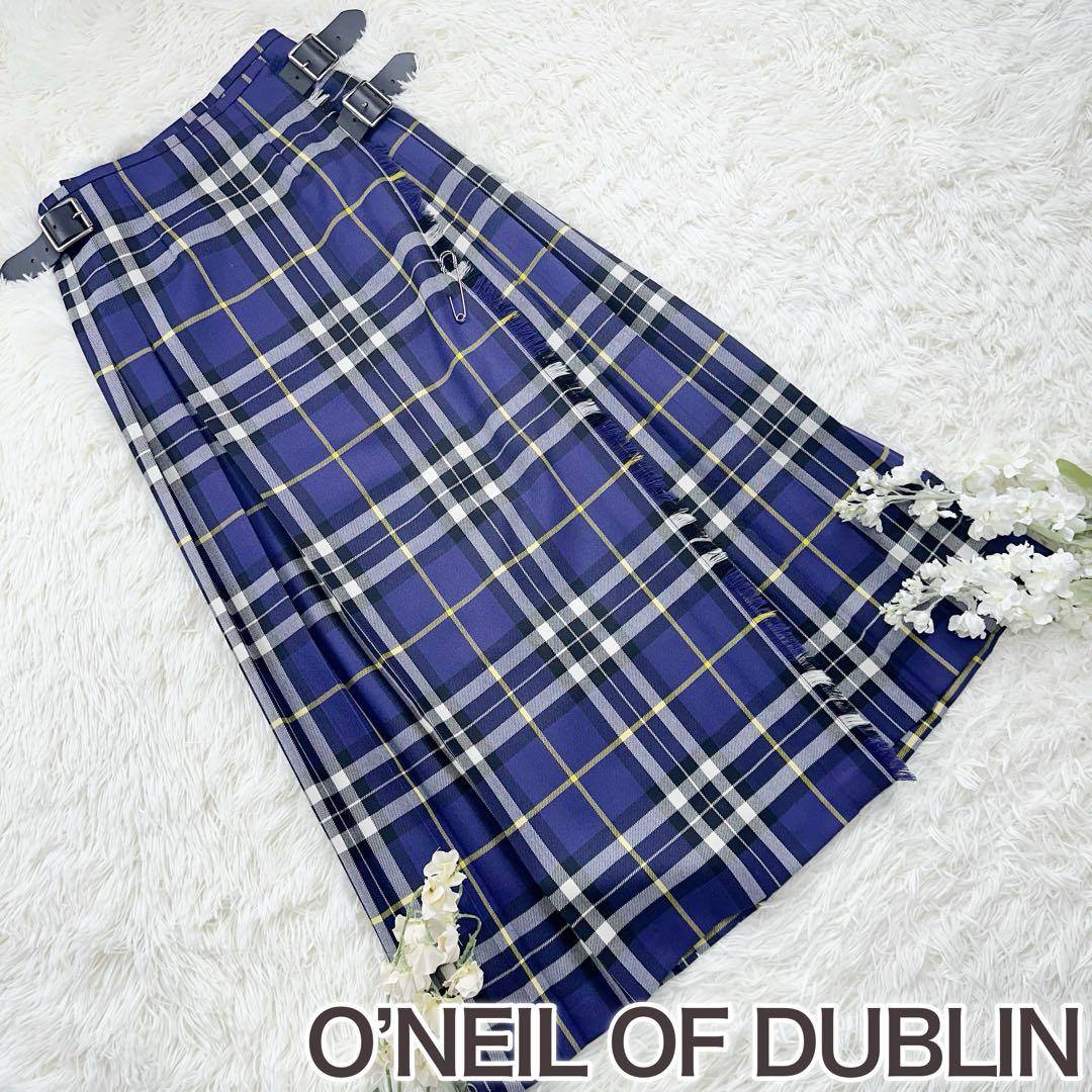 オニールオブダブリン ラップスカート ロング丈 ウール ブルー系