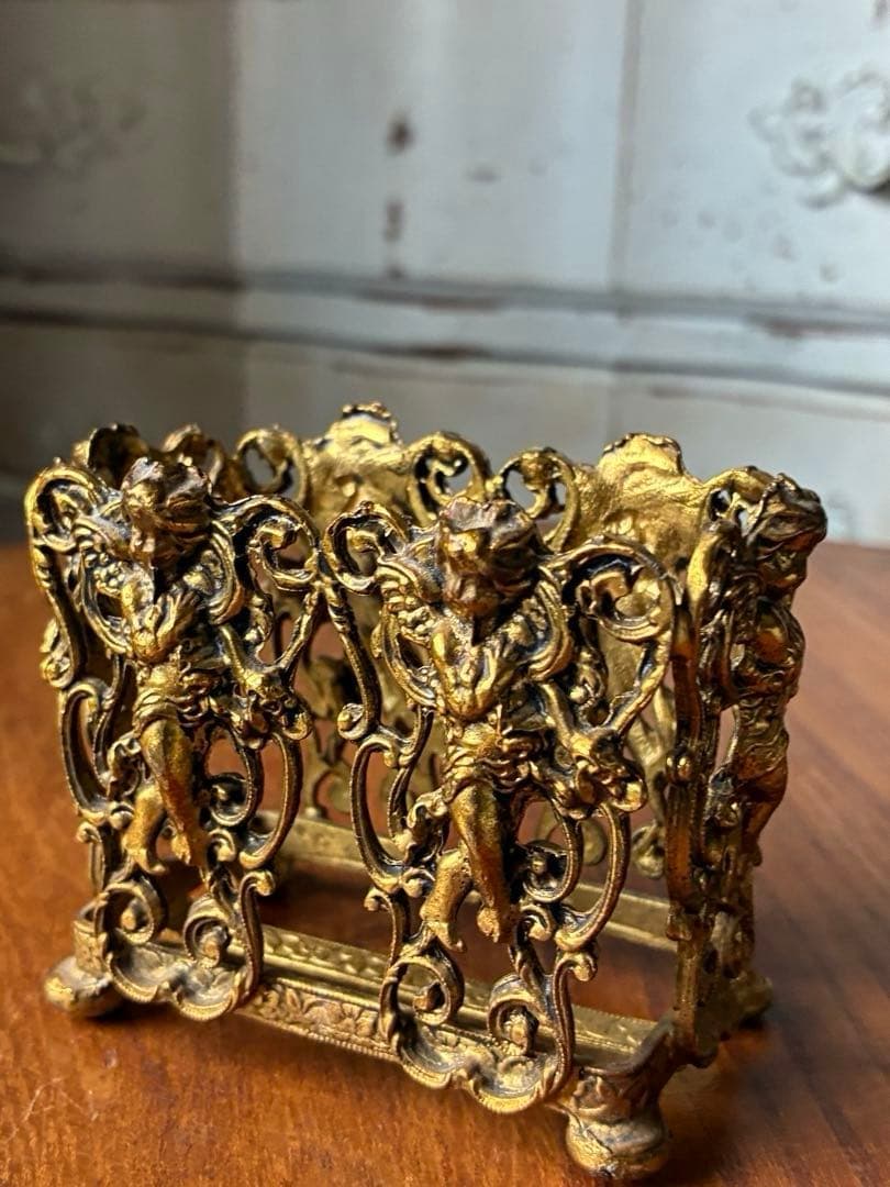 フランス　アンティーク　オルモル　香水瓶　ホルダー　真鍮　エンジェル　天使　レア