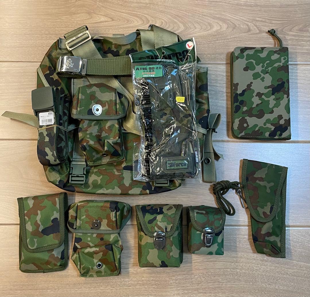 迷彩柄 ミリタリーバッグ、小物全12品セット