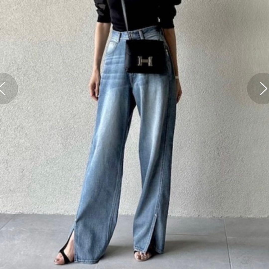 DUUBLE STANDARD CLOTHING スリットヘムバギーパンツ 36