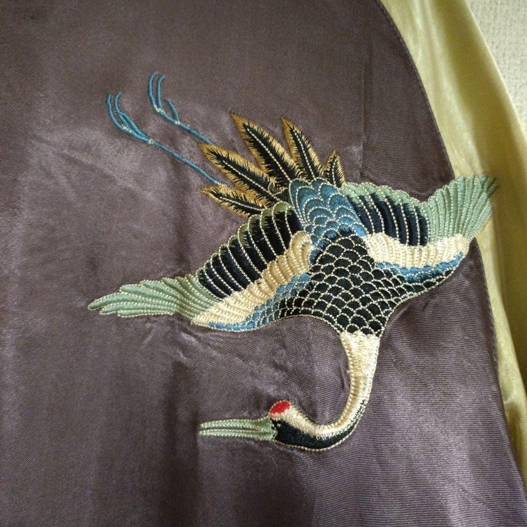 《ゲリラセール》花旅楽団　スカジャン 黒と金 刺繍キツネ