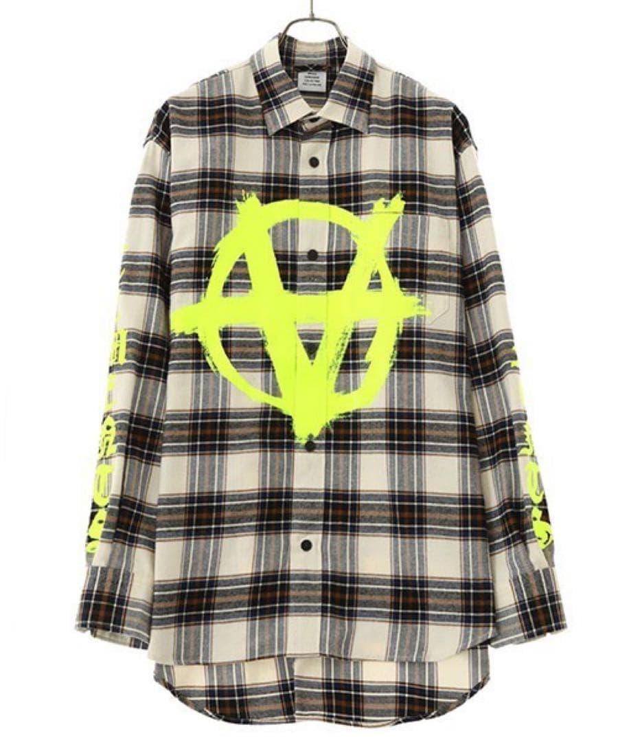 トップス VETEMENTS ANARCHY LOGO FLANNEL SHIRT