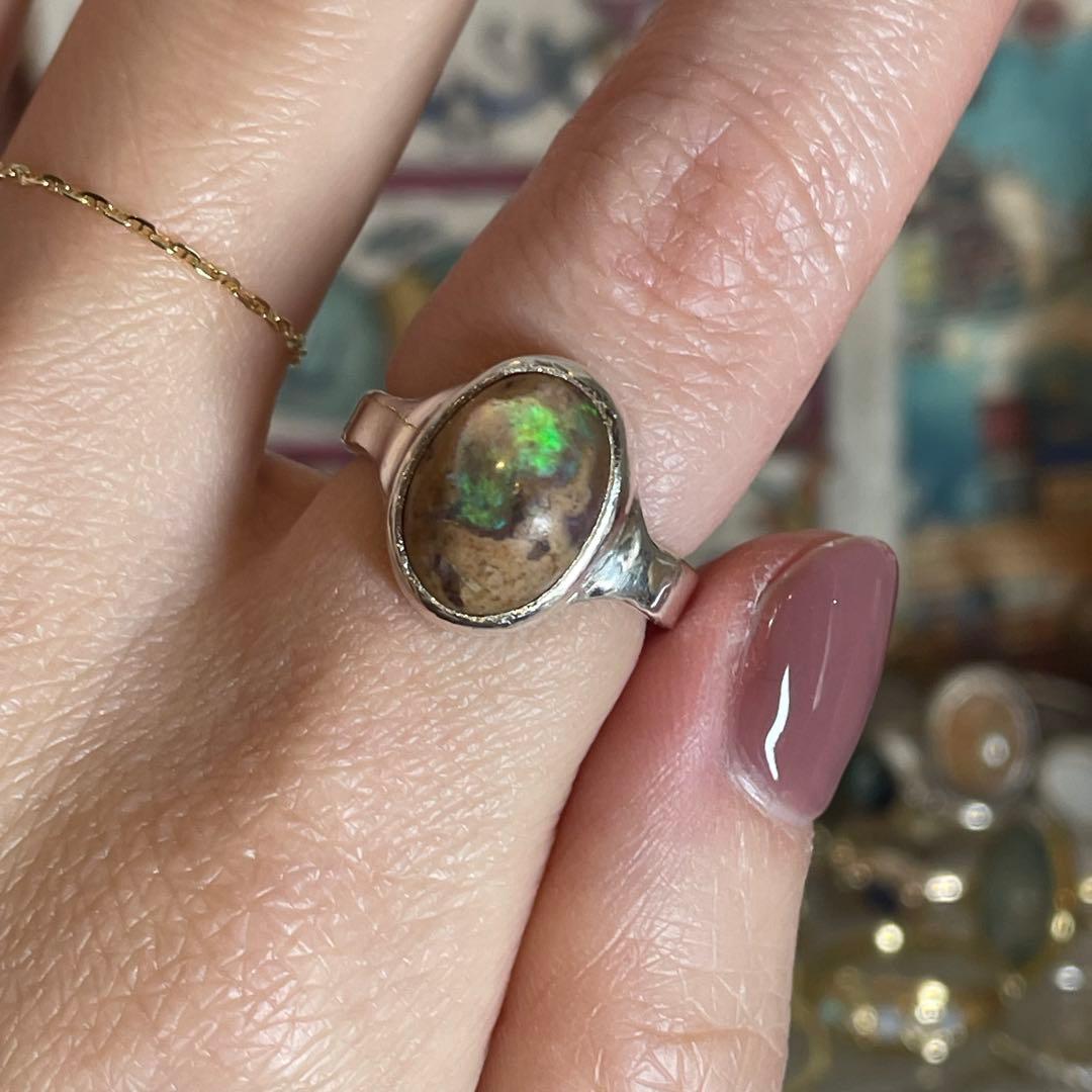 ハンドメイド　シルバー925 カンテラオパール　シルバーリング