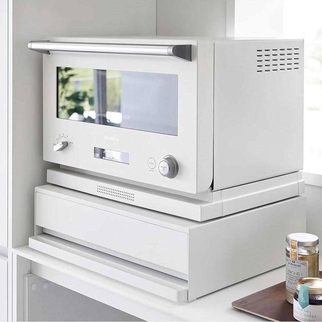 tower キッチン家電下引き出し&スライドテーブル 幅45cm山崎実業 白