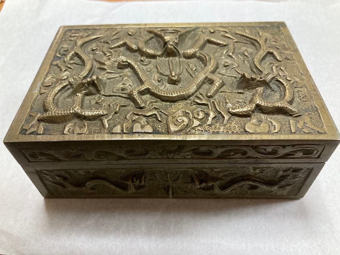 アンティーク 真鍮製宝石箱　天津居留民團・天津共益會記念品