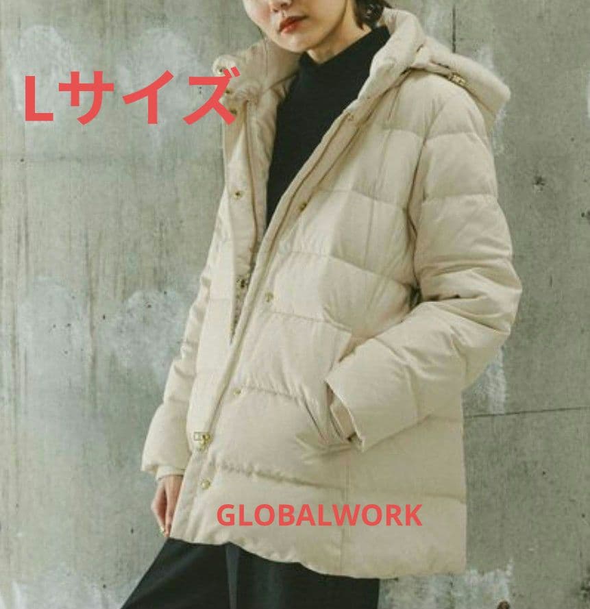 GLOBALWORK　ウツクシルエット撥水ダウンコート　アイボリー　Lサイズ GLOBAL WORK｜ウツクシルエット撥水ダウンコート/497165 | Rakuten
